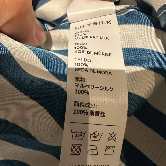 NWOT - Lillysilk Amalfi Stripe Silk Shirt - Picture 7 of 11